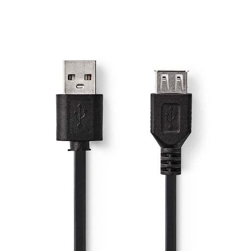 Nedis USB Cable - USB 2.0, USB-A Male, USB-A Female, Black - Tag