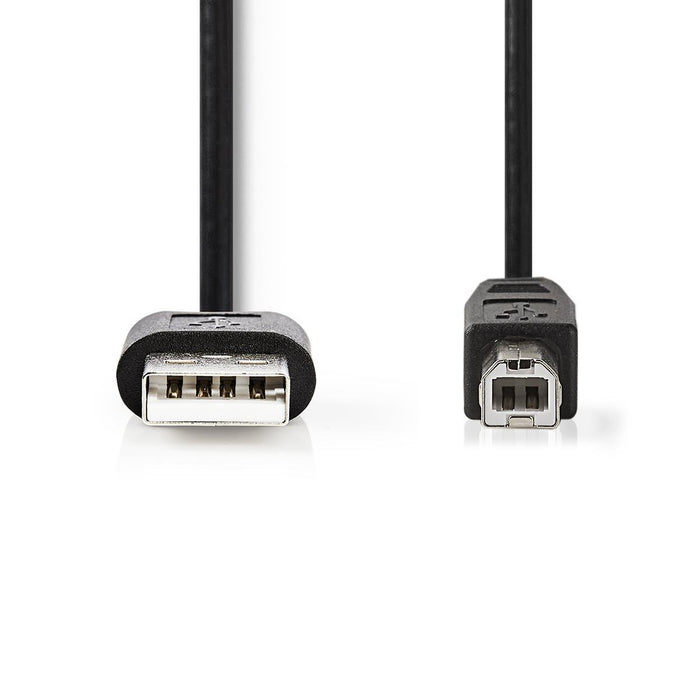 Nedis USB Cable - USB 2.0, USB-A Male, USB-B Male, Black - Tag