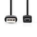 Nedis USB Cable - USB 2.0, USB-A Male, USB Mini-B 5 pin Male, Black - Tag