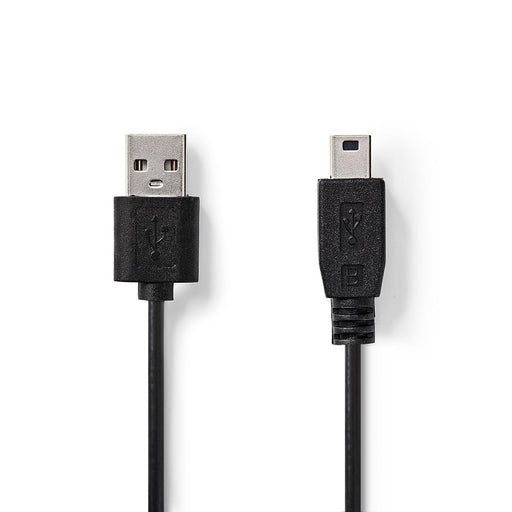 Nedis USB Cable - USB 2.0, USB-A Male, USB Mini-B 5 pin Male, Black - Tag