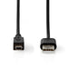 Nedis USB Cable - USB 2.0, USB-A Male, USB Mini-B 5 pin Male, Black - Tag