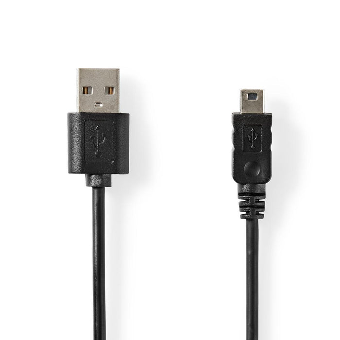 Nedis USB Cable - USB 2.0, USB-A Male, USB Mini-B 5 pin Male, Black - Tag