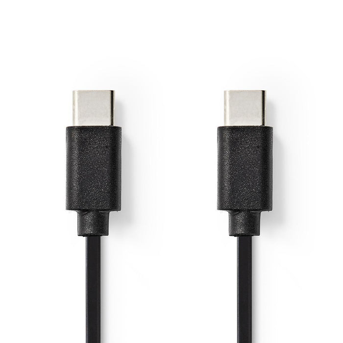 Nedis USB Cable - USB 2.0, USB-C Male, USB-C Male, Black - Tag