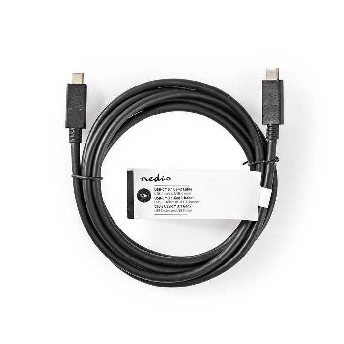 Nedis USB Cable - USB 3.2 Gen 2, USB-C Male, USB-C Male, Black - Tag