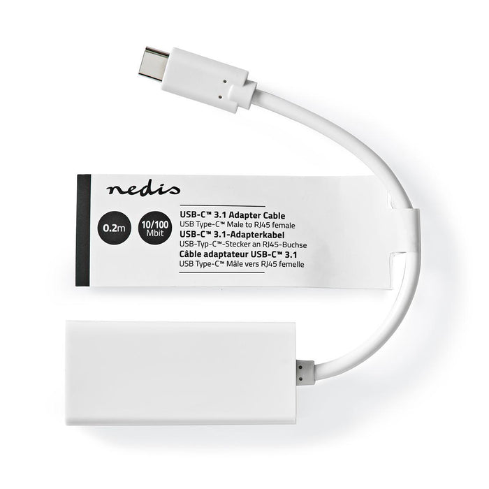 Nedis USB Adapter - USB 3.2 Gen 1, USB-C Male, RJ45 Female, White - Tag