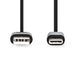 Nedis USB Cable - USB 2.0, USB-A Male, USB-C Male, Black - Box