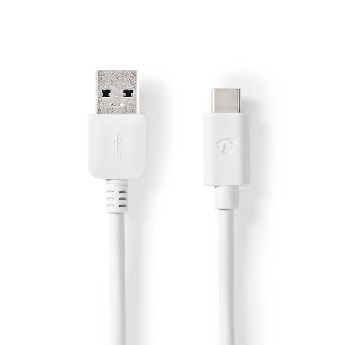 Nedis USB Cable - USB 3.2 Gen 2, USB-A Male, USB-C Male, White - Box