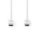 Nedis USB Cable - USB 3.2 Gen 2, USB-C Male, USB-C Male, White - Box