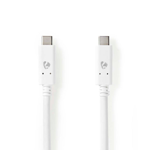 Nedis USB Cable - USB 3.2 Gen 2, USB-C Male, USB-C Male, White - Box