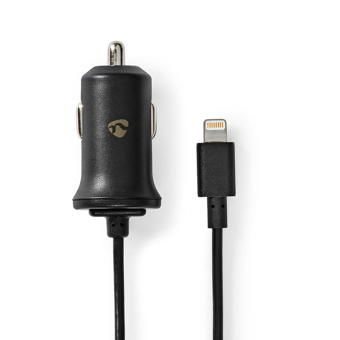 Nedis Car Charger - 1x 2,4 A, Number of outputs: 1, Lightning 8-Pin (Fixed) Cable, 12 W - Single Voltage Output