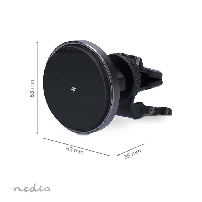 Nedis Wireless Car Charger - Qi certified, 7.5 / 10 / 15 W, 1.5 / 1.67 / 2 A, USB Type-C - Including cable