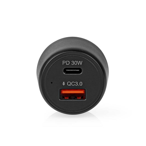 Nedis Car Charger - 2x 3,0 A, Number of outputs: 2, Port type: 1x USB-A / 1x USB-C, Automatic Voltage Selection - PD3.0 30W / QC3.0