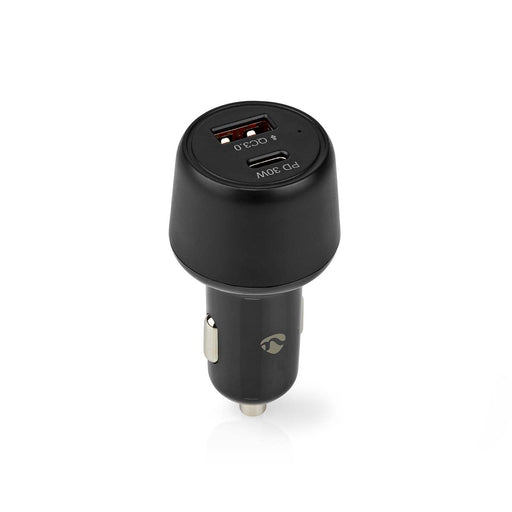 Nedis Car Charger - 2x 3,0 A, Number of outputs: 2, Port type: 1x USB-A / 1x USB-C, Automatic Voltage Selection - PD3.0 30W / QC3.0