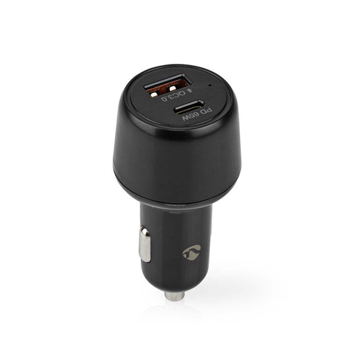 Nedis Car Charger - 65 W, 2.0 / 3.0 / 3.25 A, Number of outputs: 2, Port type: USB-A / USB-C - Automatic Voltage Selection