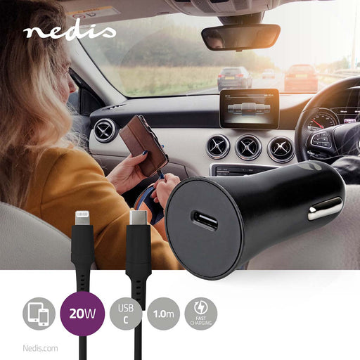 Nedis Car Charger - 1,67 A / 2,22 A / 3,0 A, Number of outputs: 1, Port type: 1x USB-C, Automatic Voltage Selection - PD3.0 20W