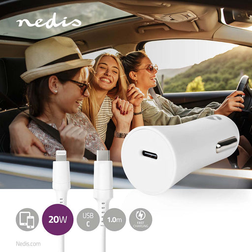 Nedis Car Charger - 1,67 A / 2,22 A / 3,0 A, Number of outputs: 1, Port type: 1x USB-C, Automatic Voltage Selection - PD3.0 20W