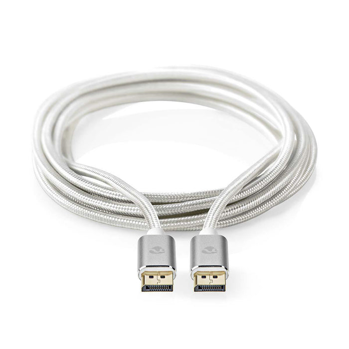 Nedis DisplayPort Cable - DisplayPort Male, DisplayPort Male, 8K@60Hz, Silver - Cover Window Box