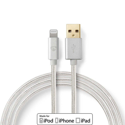 Nedis Lightning Cable - USB 2.0, Apple Lightning 8-Pin, USB-A Male, Aluminium - Cover Window Box