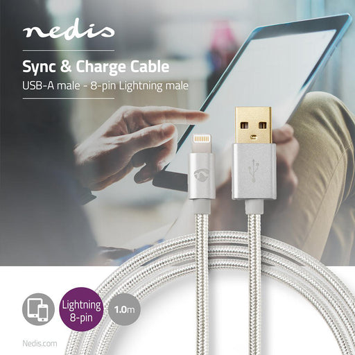 Nedis Lightning Cable - USB 2.0, Apple Lightning 8-Pin, USB-A Male, Aluminium - Cover Window Box