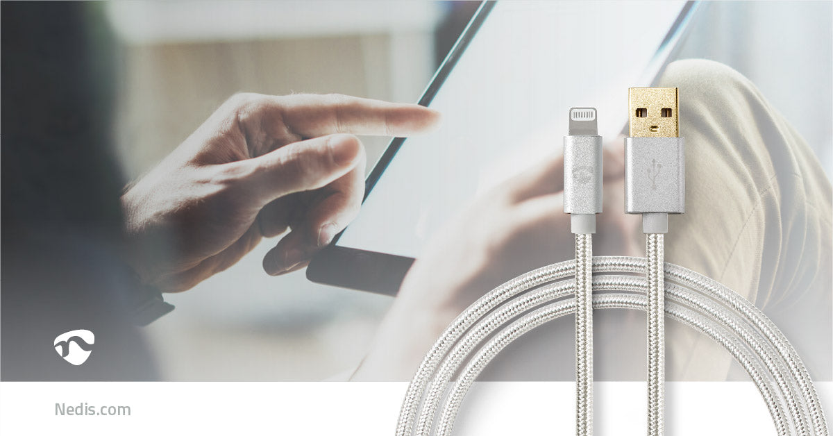 Nedis Lightning Cable - USB 2.0, Apple Lightning 8-Pin, USB-A Male, Aluminium - Cover Window Box