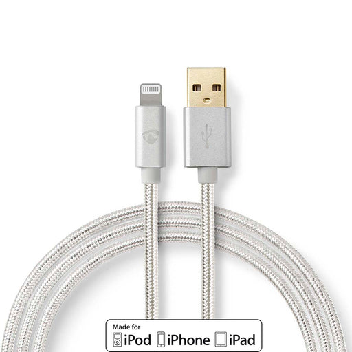 Nedis Lightning Cable - USB 2.0, Apple Lightning 8-Pin, USB-A Male, Aluminium - Cover Window Box