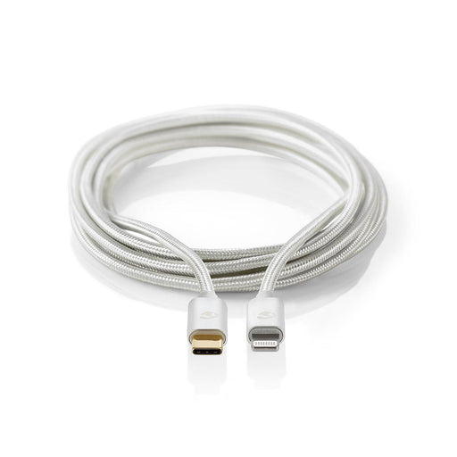 Nedis Lightning Cable - USB 2.0, Apple Lightning 8-Pin, USB-C Male, Aluminium / Silver - Cover Window Box