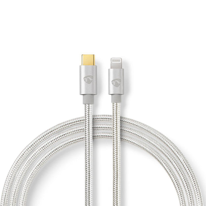 Nedis Lightning Cable - USB 2.0, Apple Lightning 8-Pin, USB-C Male, Aluminium / Silver - Cover Window Box