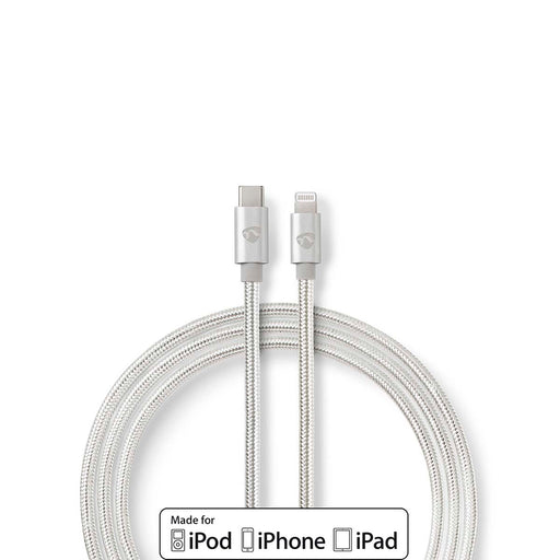 Nedis Lightning Cable - USB 2.0, Apple Lightning 8-Pin, USB-C Male, Aluminium - Cover Window Box