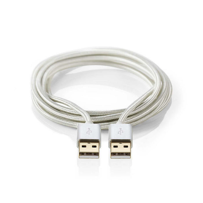 Nedis USB Cable - USB 2.0, USB-A Male, USB-A Male, Aluminium - Cover Window Box