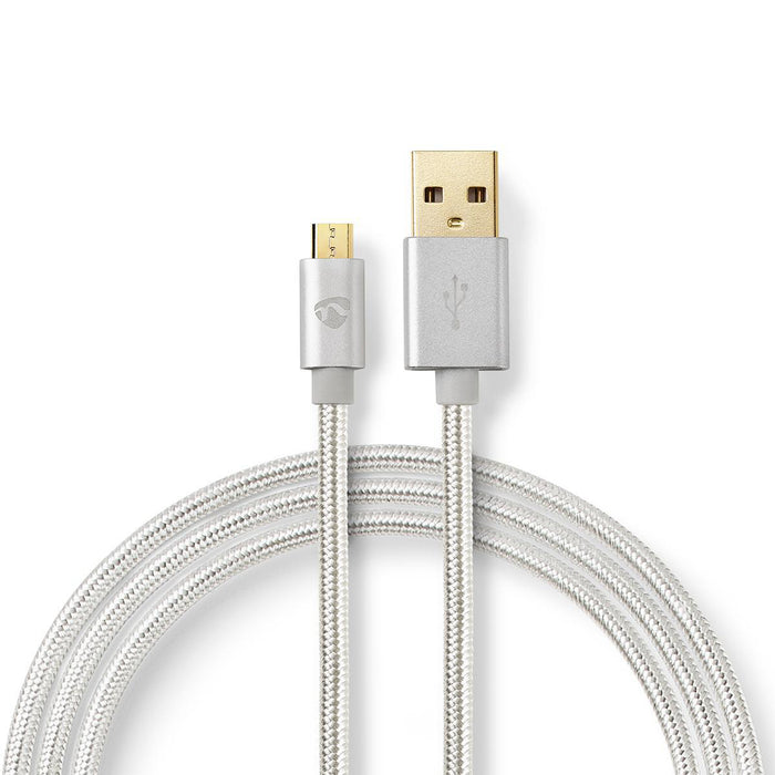 Nedis USB Cable - USB 2.0, USB-A Male, USB Micro-B Male, Aluminium - Cover Window Box