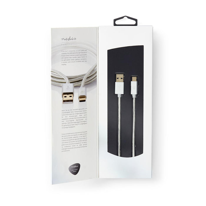 Nedis USB Cable - USB 2.0, USB-A Male, USB-C Male, Aluminium - Cover Window Box