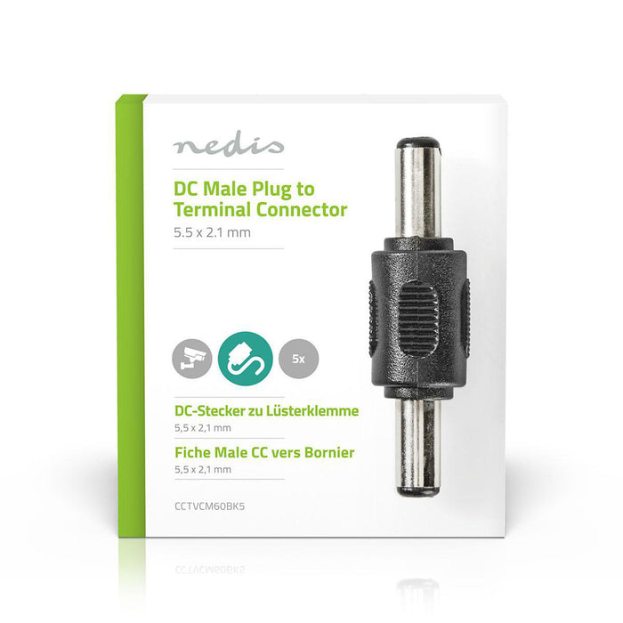 Nedis CCTV Security Connector - 5.5 x 2.1 mm Male, 5.5 x 2.1 mm Male, Male, Male - Black / Green