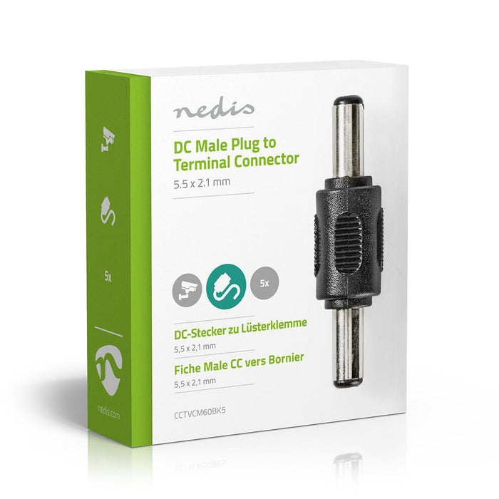 Nedis CCTV Security Connector - 5.5 x 2.1 mm Male, 5.5 x 2.1 mm Male, Male, Male - Black / Green