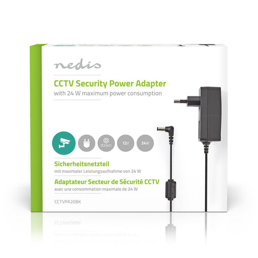 Nedis CCTV Power Adapter - 2.0 A, 12 V DC, 5.5 x 2.1 mm Male, 1.50 m - Black