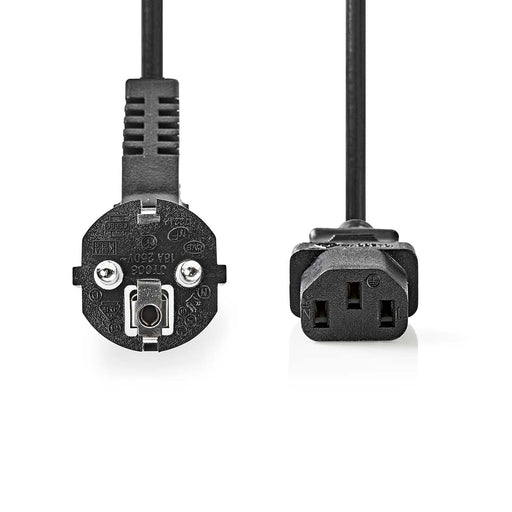 Nedis Power Cable - Plug with earth contact male, IEC-320-C13, Angled, Black - Window Box