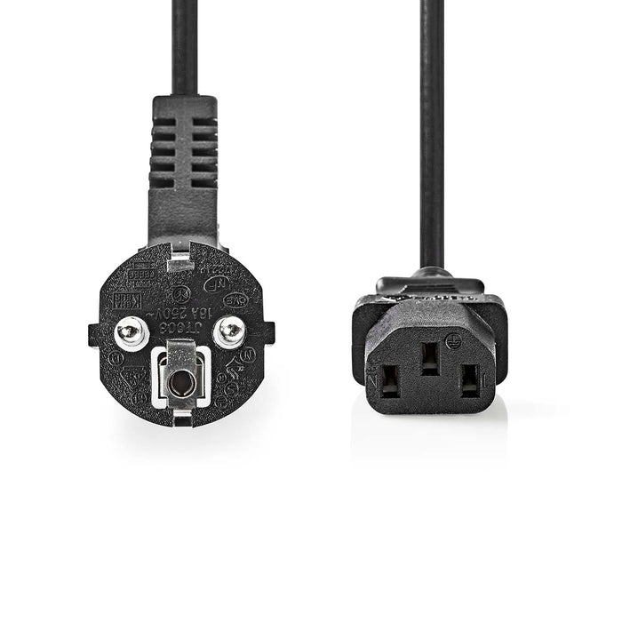 Nedis Power Cable - Plug with earth contact male, IEC-320-C13, Angled, Black - Box