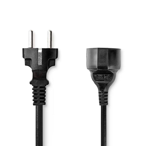 Nedis Power Cable - Plug with earth contact male, Plug with earth contact female, Straight, Black - Box