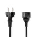 Nedis Power Cable - Plug with earth contact male, Plug with earth contact female, Straight, Black - Box