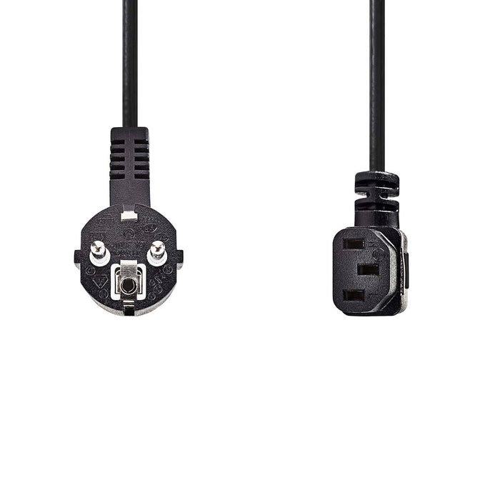 Nedis Power Cable - Plug with earth contact male, IEC-320-C13, Angled, Black - Label