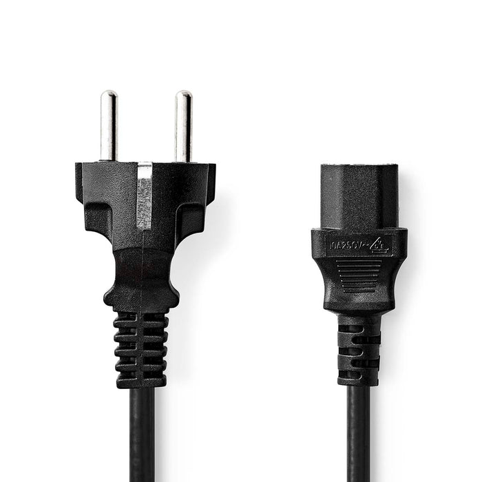 Nedis Power Cable - Plug with earth contact male, IEC-320-C13, Straight, Black - Label