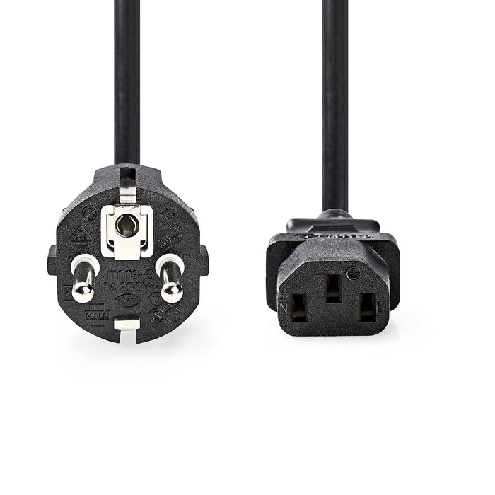 Nedis Power Cable - Plug with earth contact male, IEC-320-C13, Straight, Black - Label