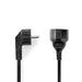 Nedis Power Cable - Plug with earth contact male, Plug with earth contact female, Angled, Black - Label