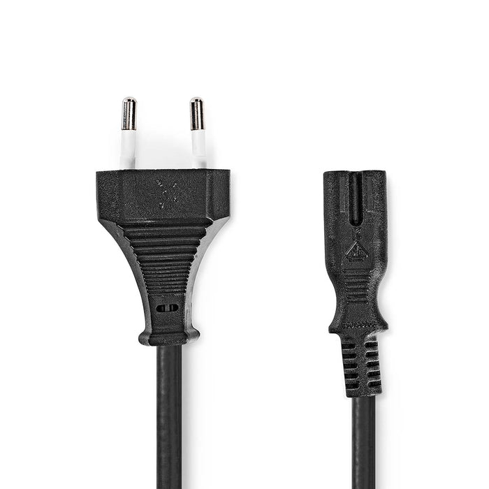 Nedis Power Cable - Euro Male, IEC-320-C7, Straight, Black - Label