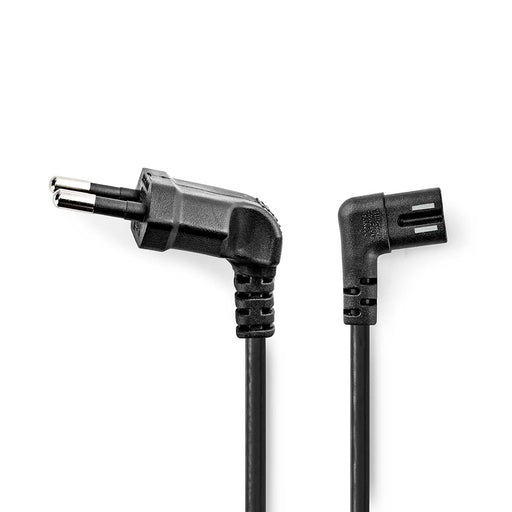 Nedis Power Cable - Euro Male, IEC-320-C7, Angled, Black - Label