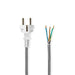 Nedis Power Cable - Plug with earth contact male, Open, Straight, Black / White - Label