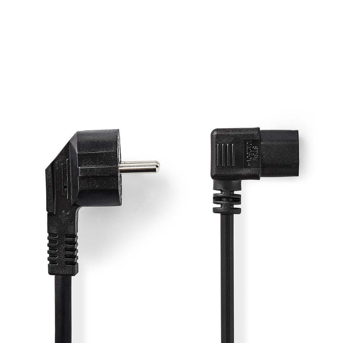 Nedis Power Cable - Plug with earth contact male, IEC-320-C13, Angled, Black - Envelope