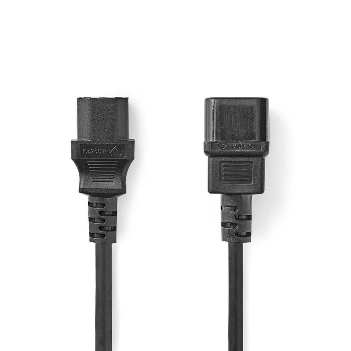 Nedis Power Cable - IEC-320-C14, IEC-320-C13, Straight, Black - Envelope