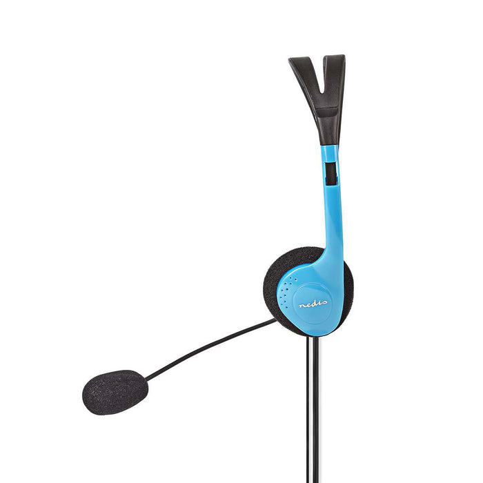 Nedis PC Headset - On-Ear, Stereo, 2x 3.5 mm, Fold-Away Microphone - Blue