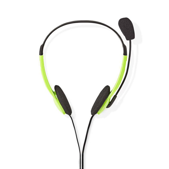 Nedis PC Headset - On-Ear, Stereo, 2x 3.5 mm, Fold-Away Microphone - Green