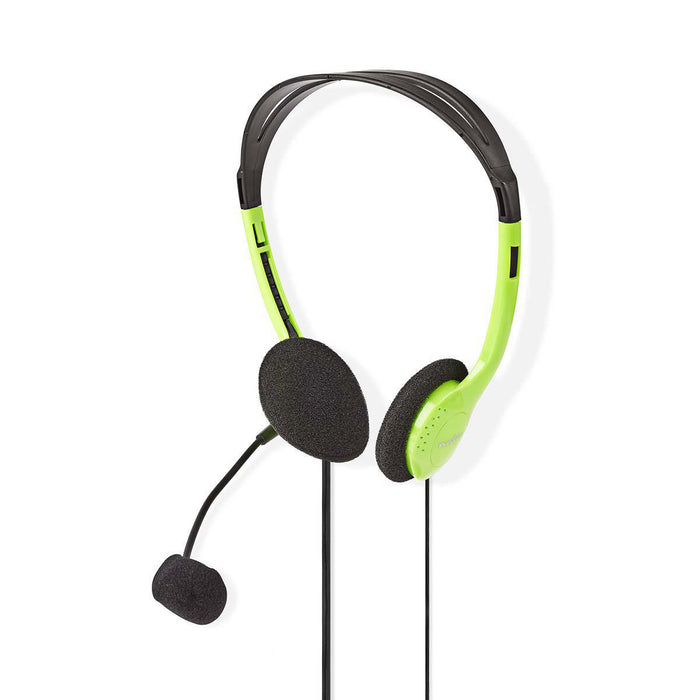 Nedis PC Headset - On-Ear, Stereo, 2x 3.5 mm, Fold-Away Microphone - Green